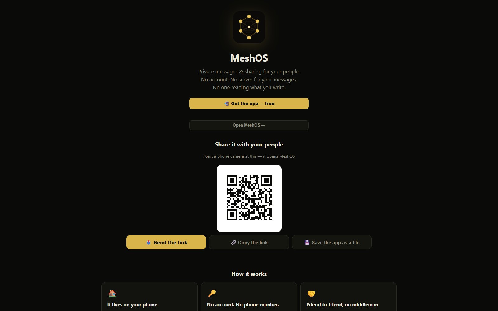 MeshOS: private messages with no server for your messages